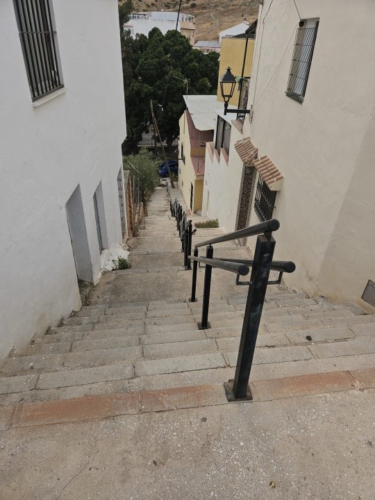 Photo of a long steep set of steps leading downwards